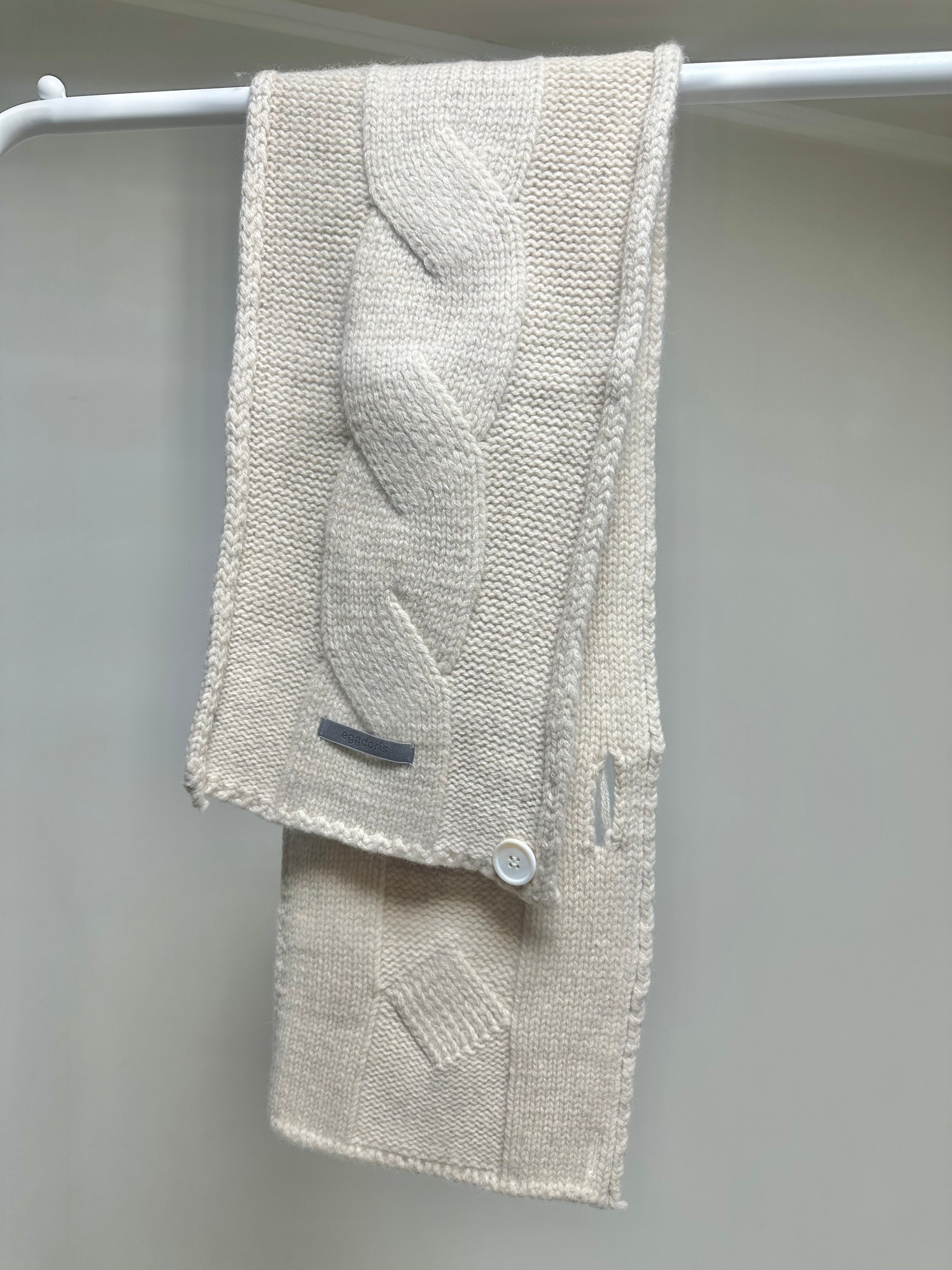 麻花冷頸巾/米杏