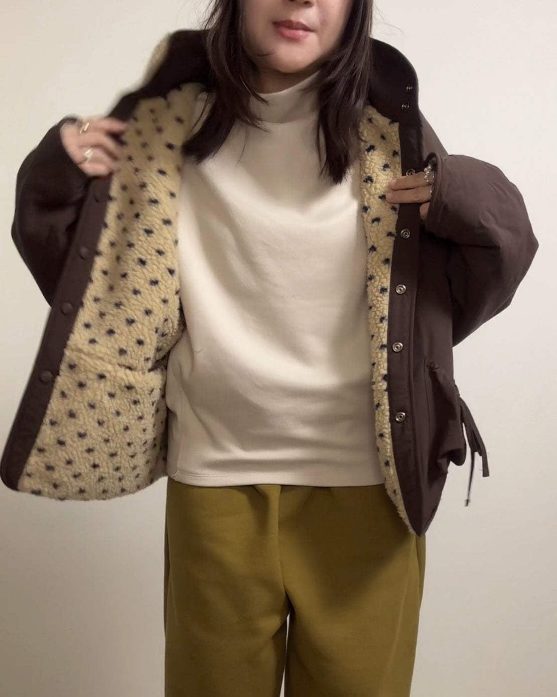 雙面點點外套/深啡+杏