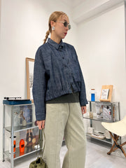 束腳牛仔薄外套/藍