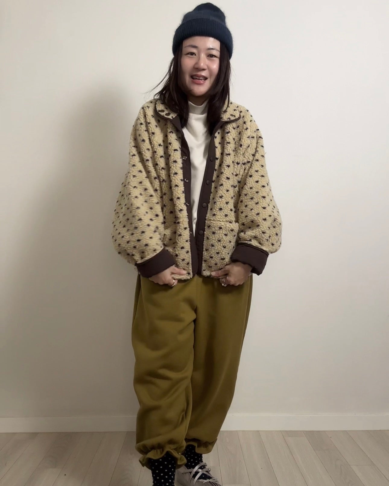 雙面點點外套/深啡+杏