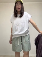 斜駁線T-shirt/白