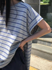 混色間條長身T-shirt/灰