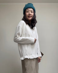 衫腳Ruffle長T-shirt/白