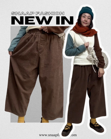 燈芯絨闊腳褲/啡