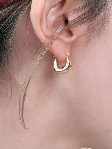 圓方耳環/金