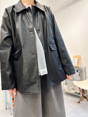 仿皮外套/黑