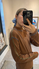 彩色線T-shirt/啡