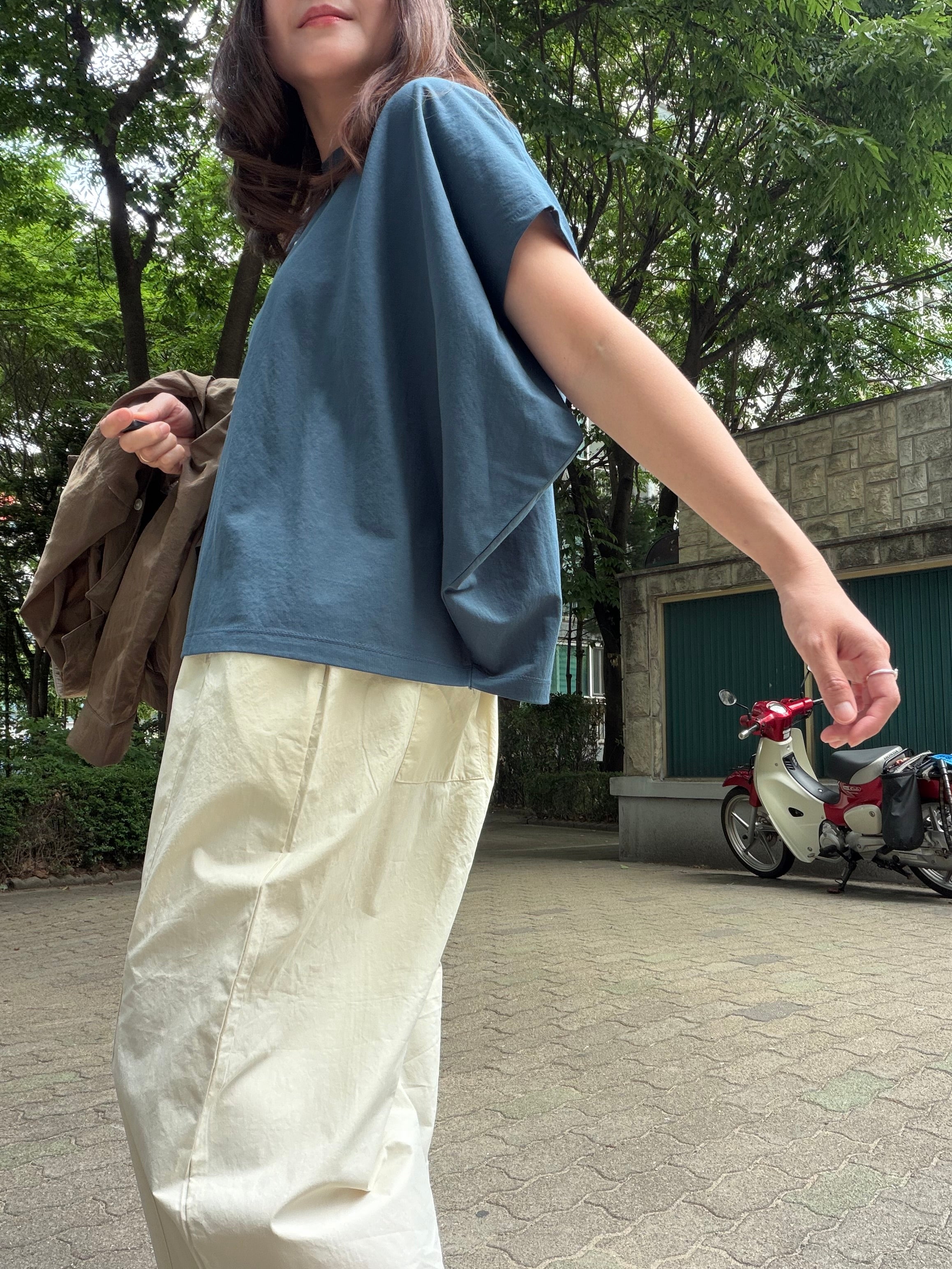 蝙蝠袖T-shirt/藍