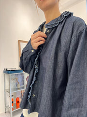 Ruffle領牛仔恤衫外套/藍