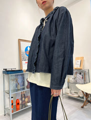 Ruffle領牛仔恤衫外套/藍