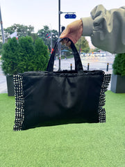 細Ruffle Tote Bag/黑