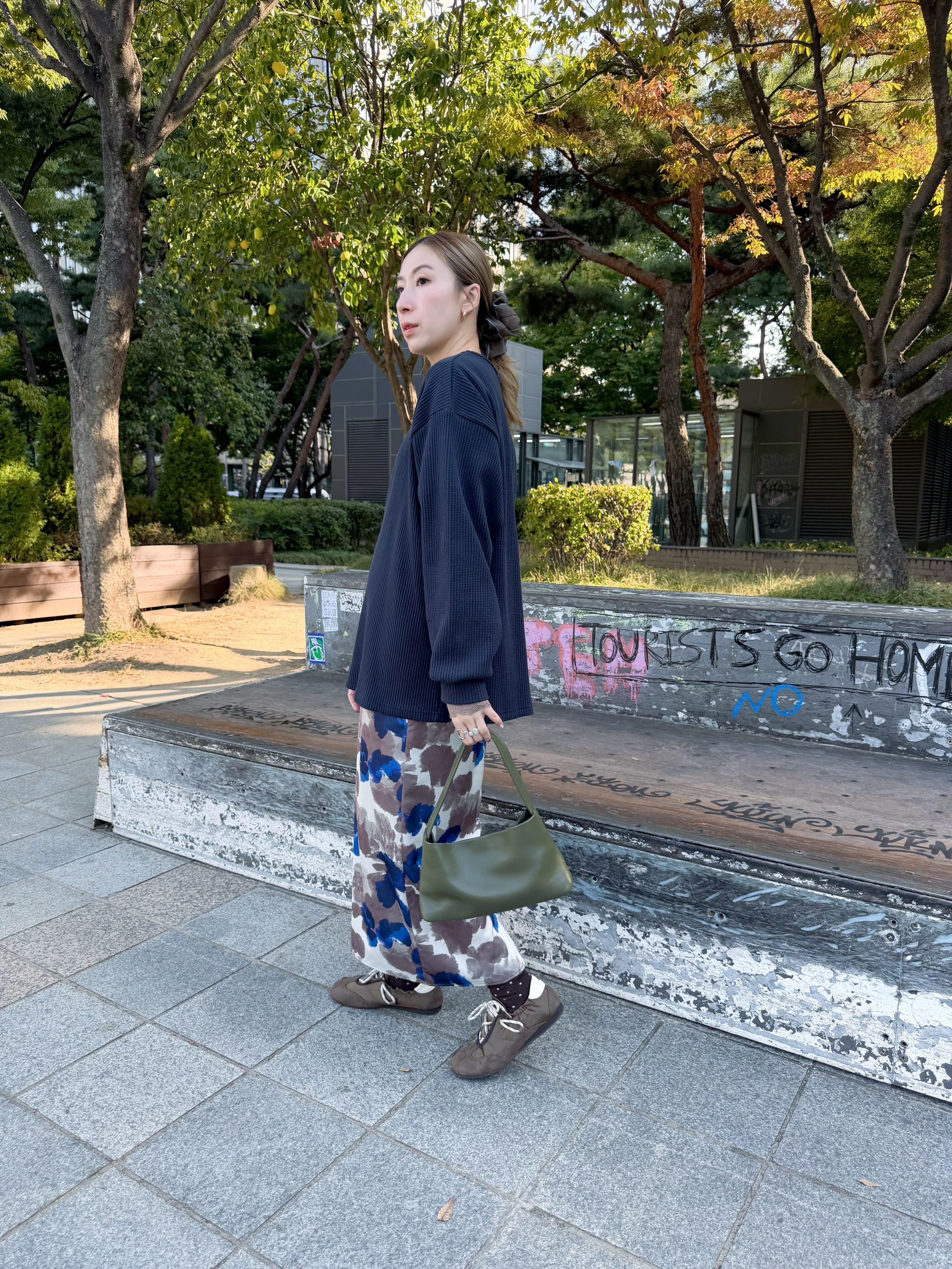Waffle T-shirt/深藍