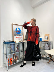 Organza長袖罩衫/黑