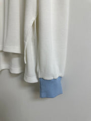 撞色領袖waffle T-shirt/白