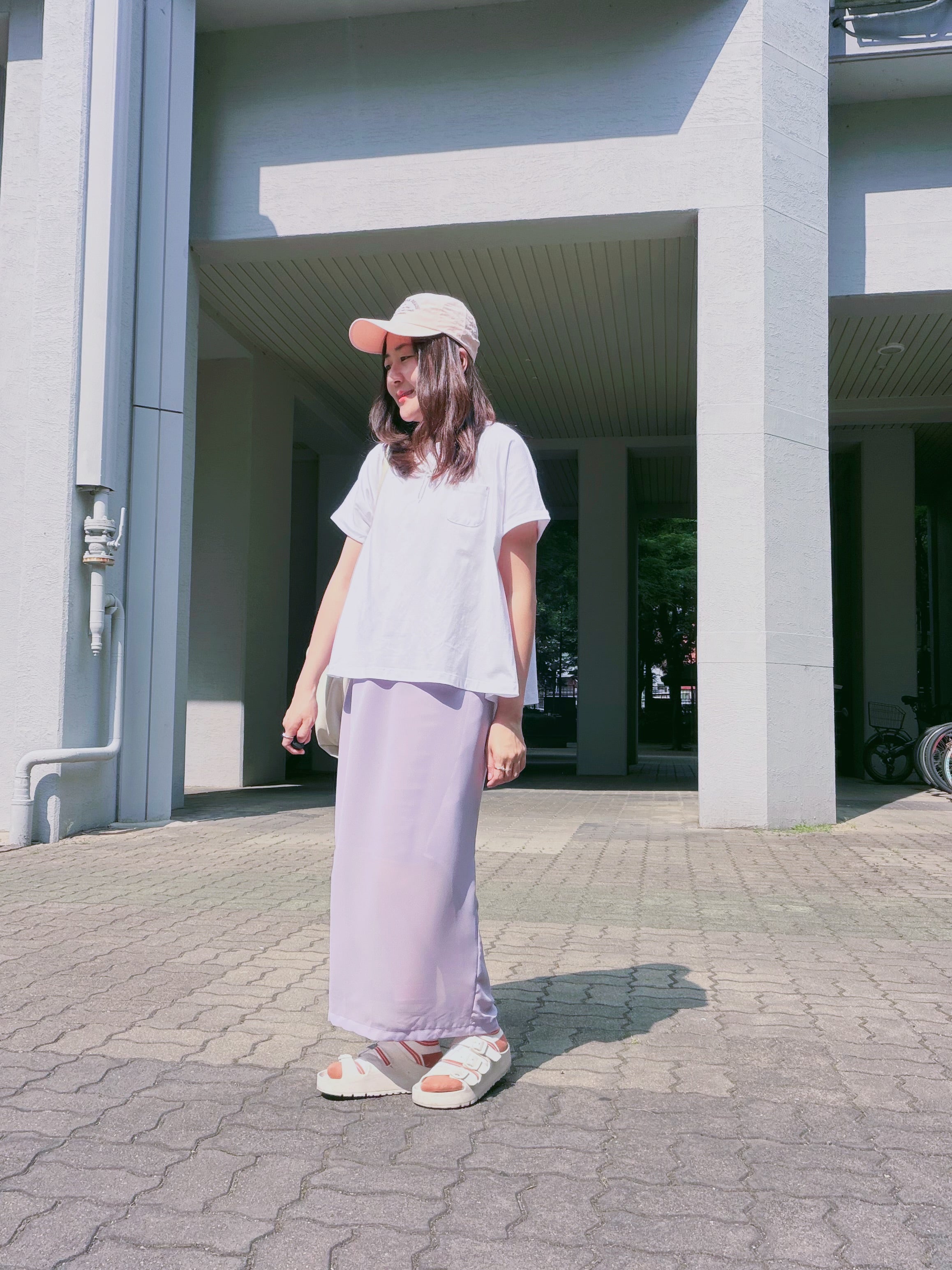 口袋撞色線T-shirt/白