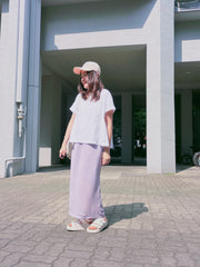 口袋撞色線T-shirt/白