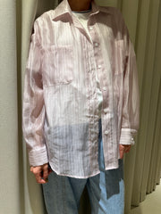透薄條子shirt/粉紅