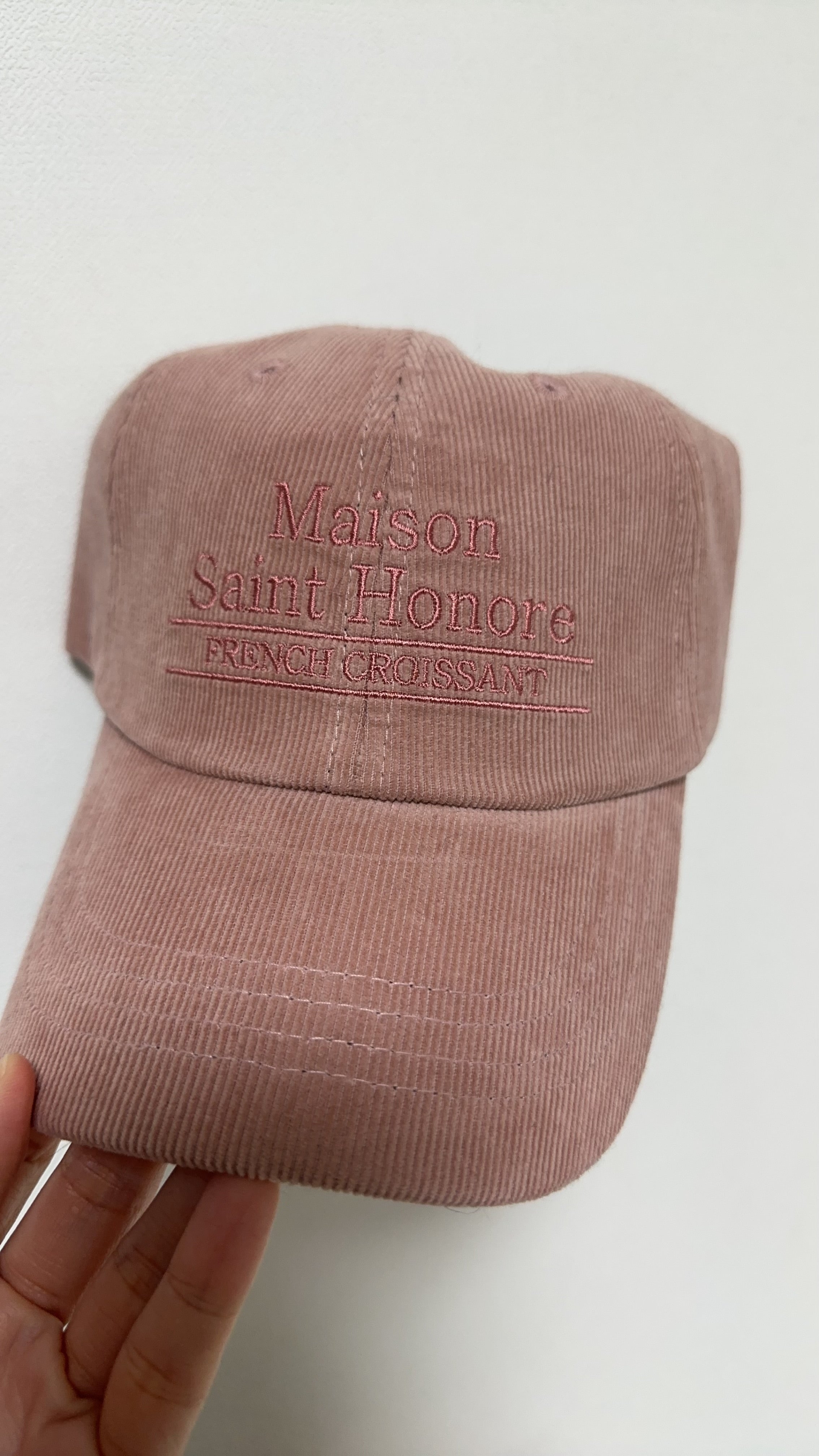 淨色繡字cap帽/粉紅