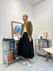 兩側縮褶散裙/黑