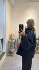 雙面點點外套/深藍+啡