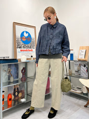 駁線牛仔褲/淺綠