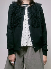 紗紗ruffle cardigan/黑