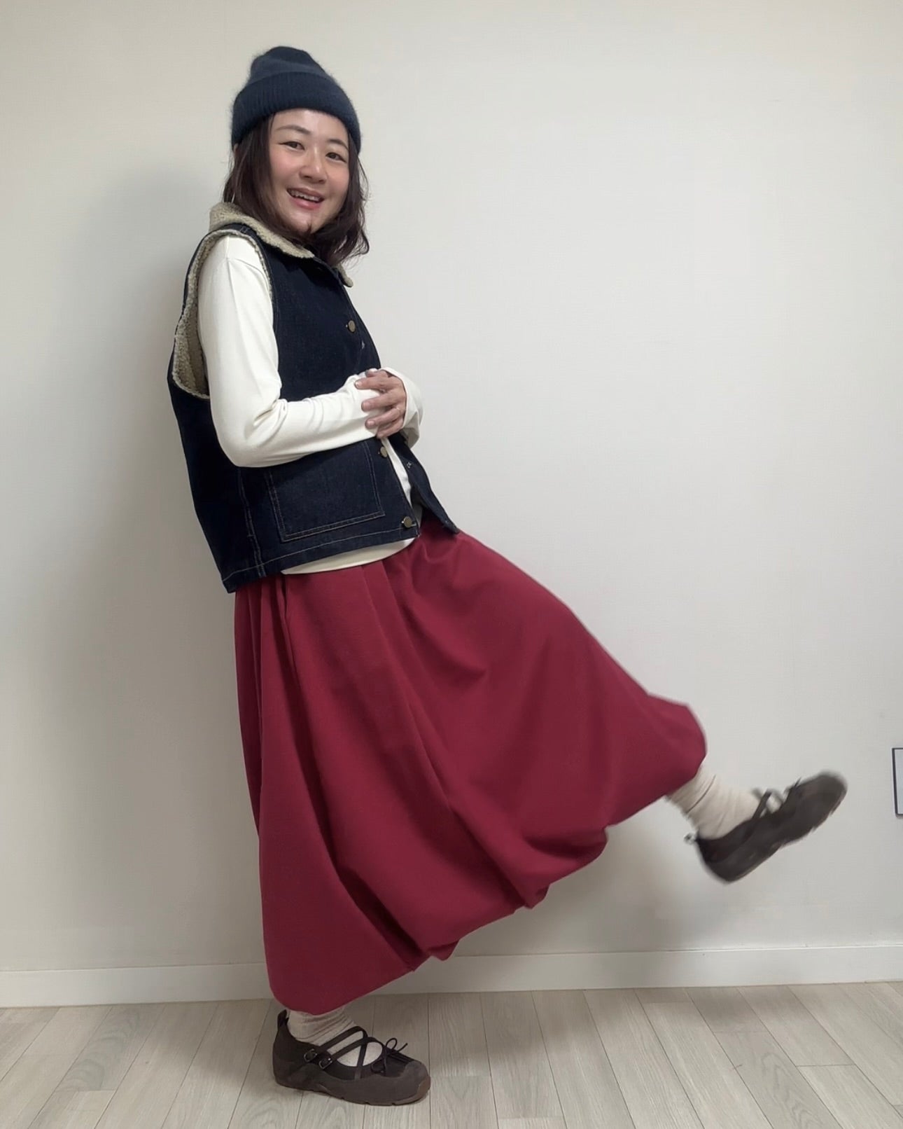 牛仔羊羔毛背心/深藍