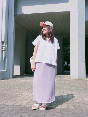 口袋撞色線T-shirt/白