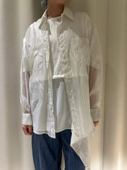 透薄條子shirt/白