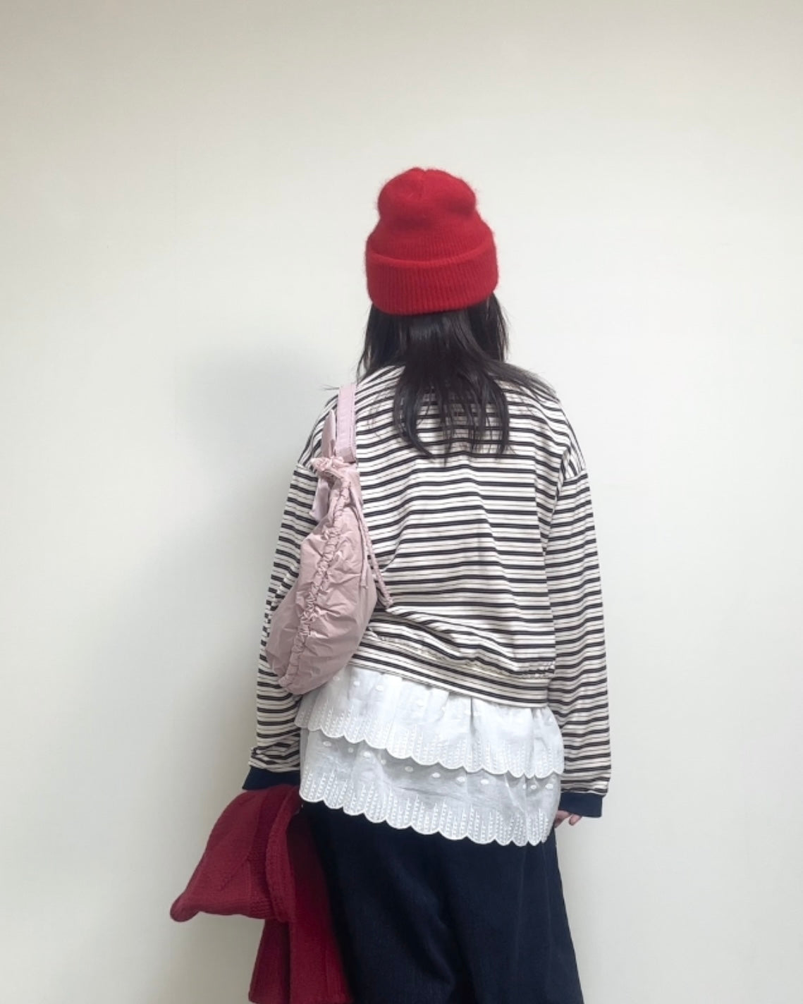 縮褶微令面手袋/淡粉紅