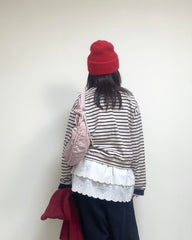 縮褶微令面手袋/淡粉紅