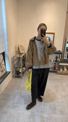 燈芯絨boxy恤衫外套/杏