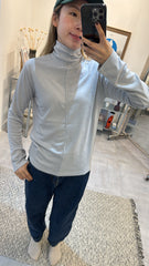 中間駁線樽領T-shirt/淺灰