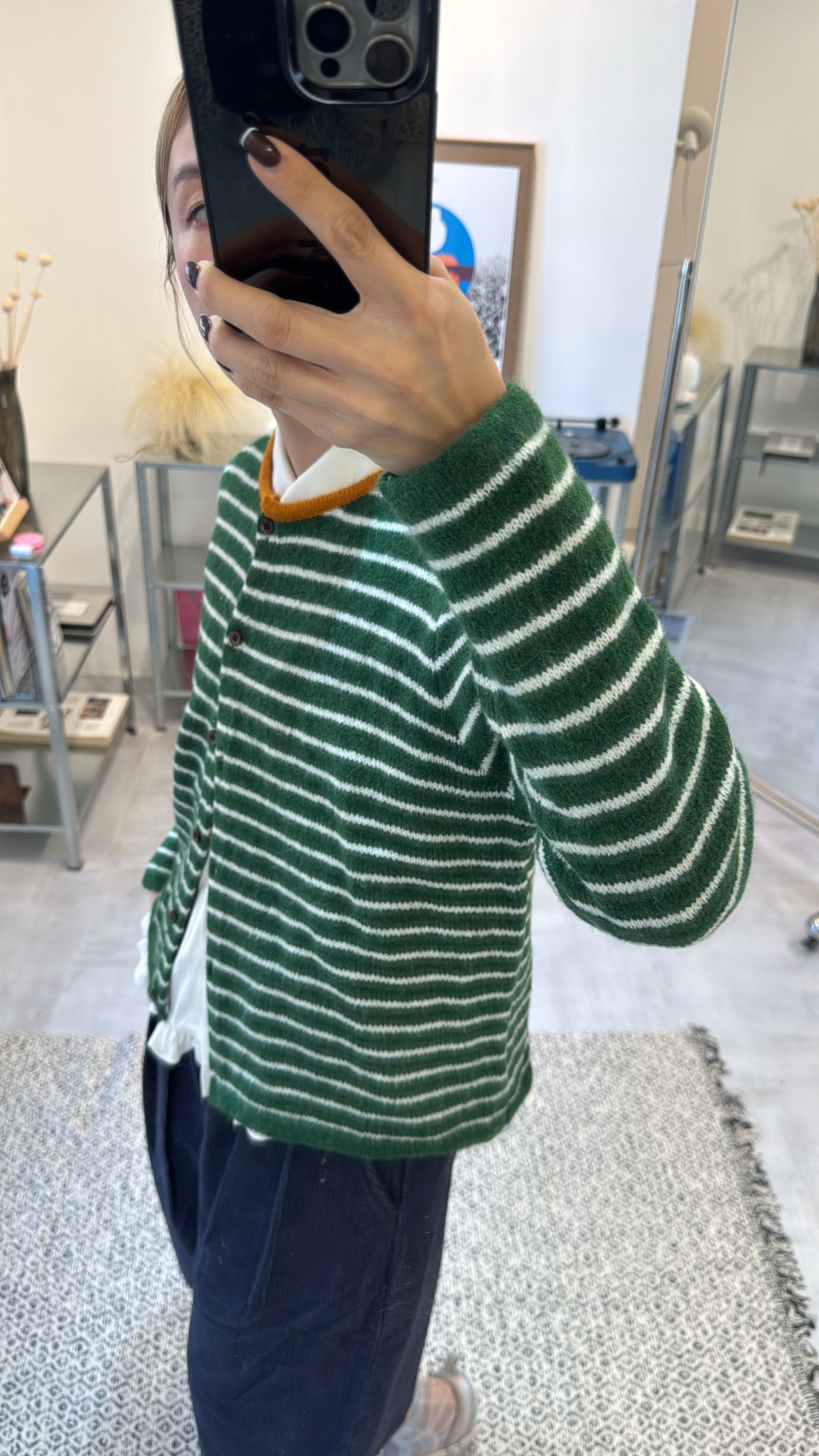 幼間條Cardigan/綠