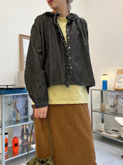 Ruffle領牛仔恤衫外套/黑