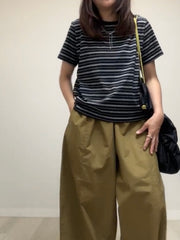 黑領多色條子T-shirt/黑