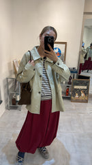 多色間條腳級T-shirt/米白