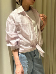 透薄條子shirt/粉紅