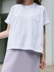 口袋撞色線T-shirt/白