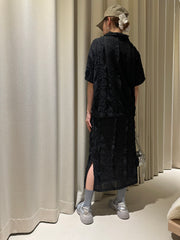 雪紡ruffle恤衫/黑