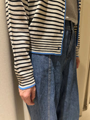 間條cardigan/藍邊