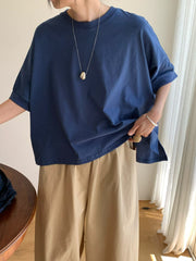 中袖Boxy T-shirt/藍