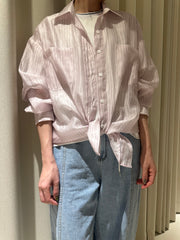 透薄條子shirt/粉紅