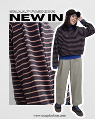 多色間條腳級T-shirt/啡