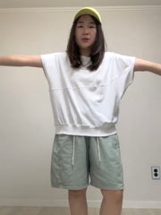 斜駁線T-shirt/白