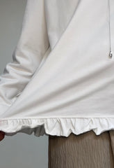 衫腳Ruffle長T-shirt/白