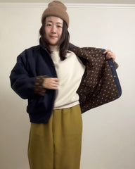 雙面點點外套/深藍+啡