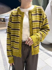 間條Cardigan/芥茉黃