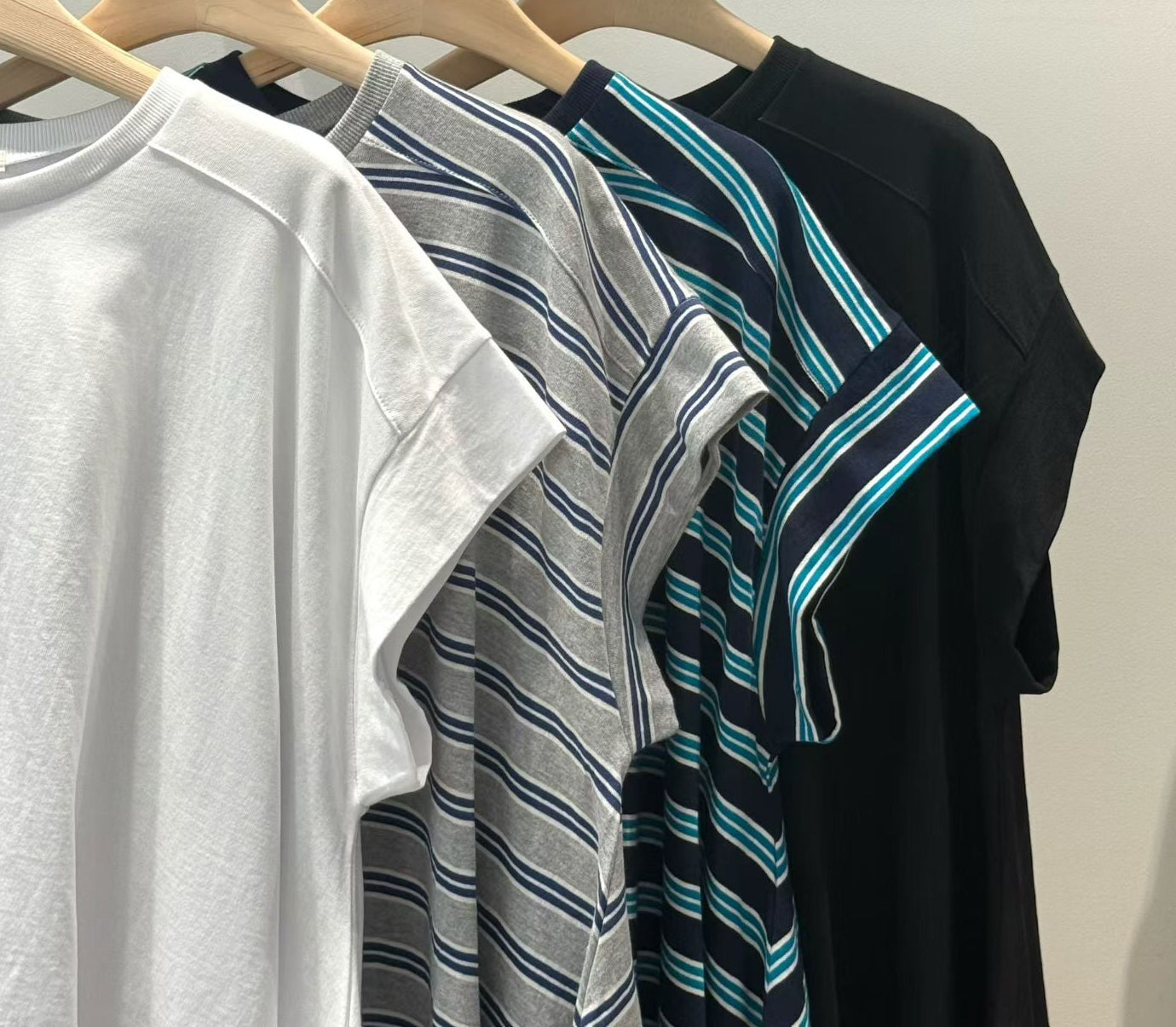 混色間條長身T-shirt/灰