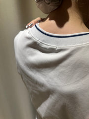 單側縮褶Tee/白